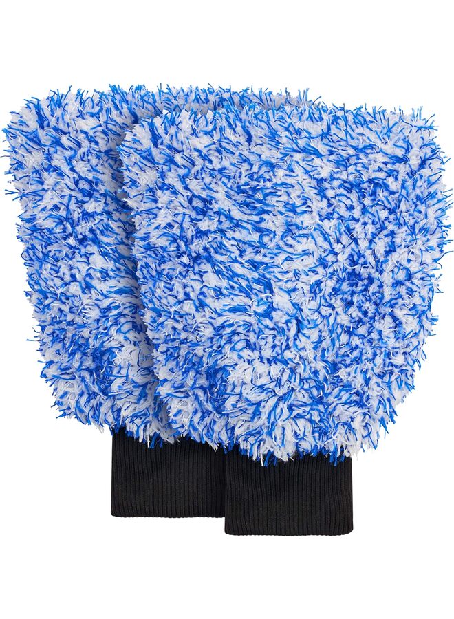 LAMAY 2PCS Car Wash Mitt & Works as Car Wash Sponge, Microfiber Wash Mitt Scratch Free, Ultra Absorbent Microfiber Mitt for Boat & Motorcycle (Color : Blue) - Image 1